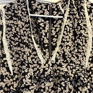 Free People Floral Black and White Dress